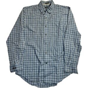 VanHeusen Wrinkle Free Blue Checkered Shirt Men’s Size M‎